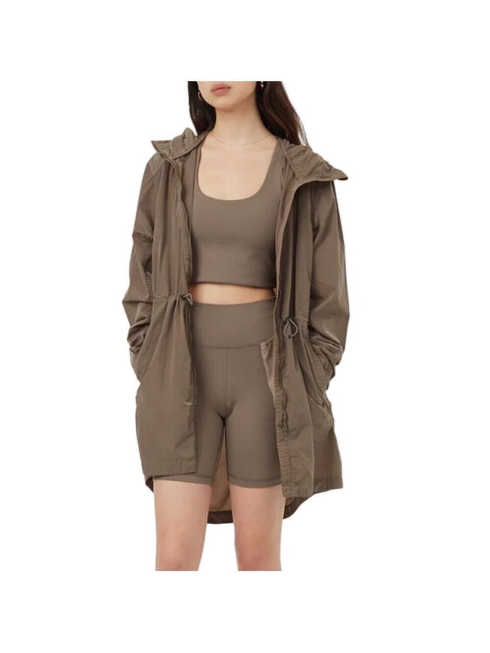 NWT Tentree taupe brown womens Recycled nylon long jacket in falcon XL